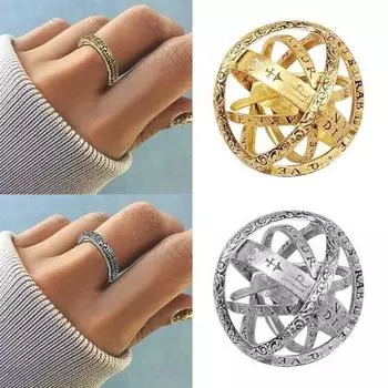 Творческое ювелирное кольцо в форме астрономического шара 6 золотой