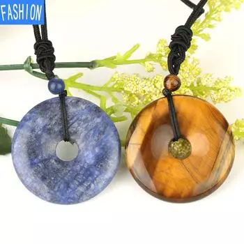 Креативное европейское и американское ностальгическое концентрическое кольцо из натурального камня с защитной застежкой и розовым кристаллом, ожерелье-свитер tiger eye