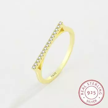 Креативное геометрическое золотое кольцо 18 карат для женщин, треугольное натуральное серебро S925, свадебный подарок на помолвку, ювелирные изделия для женщин 6 серебряный