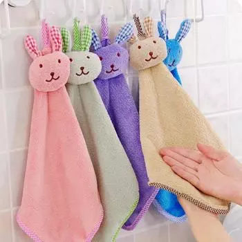Креативное и милое маленькое кроличье утолщенное и подвесное коралловое плюшевое супервпитывающее полотенце для протирания головы кролика, полотенце для протирания, подвесное полотенце синий