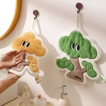 Креативное и милое полотенце для рук из кораллового флиса, двухслойное, плотное, впитывающее, быстросохнущее полотенце для кухни и ванной комнаты, полотенце двойного назначения 24*28cm жёлтый
