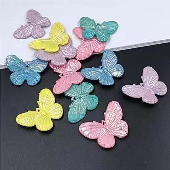 Креативное изготовление браслета, однотонная бабочка, модная ручная работа, 10 шт., материал «сделай сам», ювелирные аксессуары, бусины, акрил, AB, ослепительные серьги, ожерелье фиолетовый