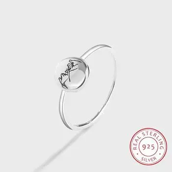 Креативное кольцо для пары с круглым ручным крючком и узором для женщин, натуральное оригинальное стерлинговое серебро S925, подарок на день Святого Валентина, ювелирные изделия 6 серебряный