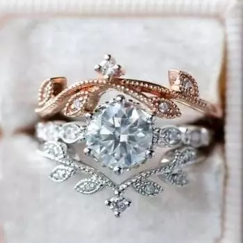 Креативное кольцо из трех частей, многоцветный женский комплект украшений в виде цветка No. 5