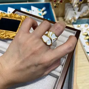 Креативное кольцо ниша дизайн неровная текстура белое лавовое кольцо эмалевое открывающееся кольцо можно слегка отрегулировать