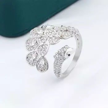 Креативное кольцо павлина для женщин с ярким синим AAAA цирконом, регулируемое, серебряное обручальное кольцо resizable белый