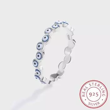 Креативное кольцо с сапфировым глазом из стерлингового серебра S925 для женщин, синее однорядное кольцо с бриллиантом, подарок на помолвку, ювелирные изделия из стерлингового серебра 6 серебряный