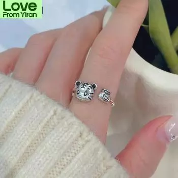 Креативное кольцо с тигром, женское винтажное модное регулируемое открытое кольцо, ювелирное изделие, подарок на годовщину вечеринки
