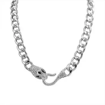 Креативное колье в виде змеи, винтажная цепочка в виде змеи, модное женское вечернее колье, индивидуальные ювелирные изделия, подарки в стиле панк белый