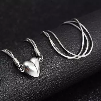 Креативное магнитное ожерелье с подвеской в виде сердца для женщин и девочек, модная цепочка на ключицу, ювелирные изделия серебряный