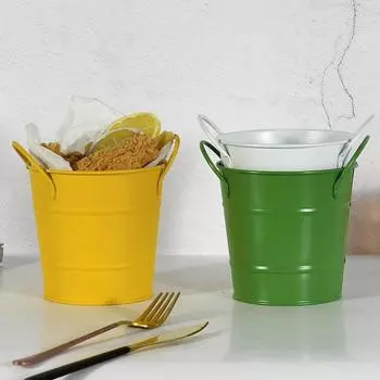 Креативное мини-ведро для хранения картофеля фри, контейнер для жареных куриных закусок, нож, вилка, бытовая техника жёлтый