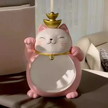 Креативное мультяшное хранилище ключей, украшения для кошек с изображением удачи, гостиная, вход, рабочий стол, открытие, подарок, украшение из смолы для дома Lucky Cat - Red