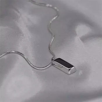 Креативное мужское ожерелье Крутое геометрическое ожерелье Титановая ключичная цепочка Подарок парню Серебряный цвет Кирпичи Панк Парное ожерелье