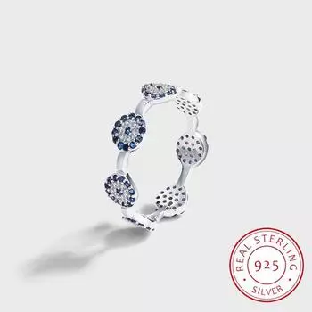 Креативное Нерегулярное круглое кольцо с сапфиром и геометрическим рисунком для женщин, оригинальное стерлинговое серебро, подарок на день Святого Валентина, ювелирные изделия 6 белый