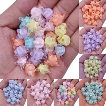 Креативное ожерелье, браслет, сделай сам, поделки, свободные бусины, кулон в форме звезды, 10 шт., 17 мм, унисекс, яркие цвета, акриловые ювелирные изделия, прозрачный оранжевый