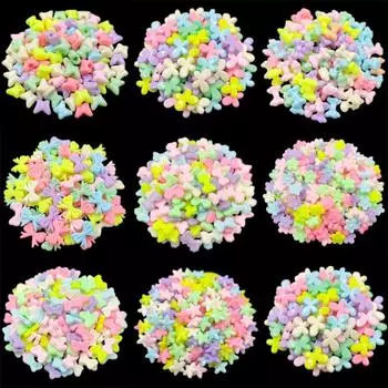 Креативное ожерелье, браслет, свободные бусины, 20/40/50 шт. для изготовления ювелирных изделий, звезда, цветок, бабочка, яркие цвета, оптовая продажа, подвеска, поделки своими руками 50Pcs 9mm Flower