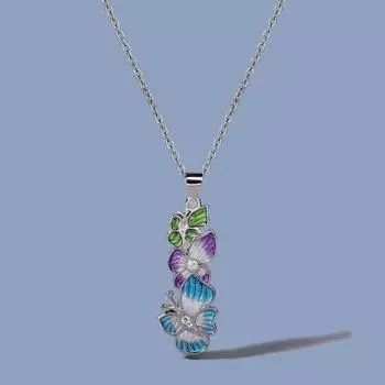 Креативное ожерелье для женщин, две бабочки, эмалированные листья, цветы, женская цепочка для свитера, женские украшения, осенняя женская цепочка для свитера 45cm синий