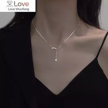 Креативное ожерелье из стерлингового серебра 925 пробы с геометрическим узором в виде капли воды, цепочка на ключицу, женская модная бижутерия, блестящий циркониевый кулон