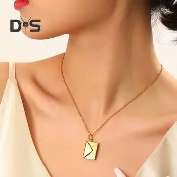 Креативное ожерелье с подвеской в виде конверта, регулируемая длина, женское ожерелье на день рождения, подарок на День святого Валентина серебряный