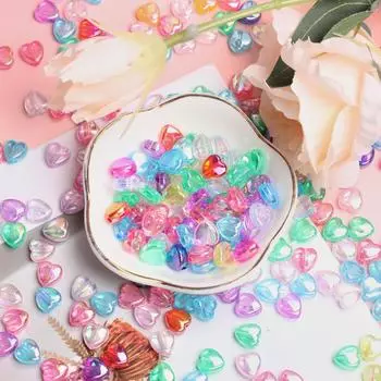 Креативное ожерелье серьги 300 шт акриловые бусины браслет свободные бусины подвески своими руками 8,5*9 мм для изготовления ювелирных изделий в форме сердца 300Pcs разноцветный