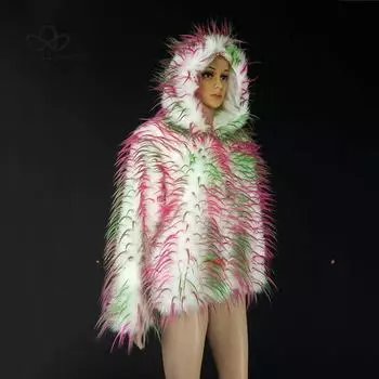 Креативное пальто из искусственного меха с принтом тай-дай, женское пальто из норки в стиле британского хэви-метала, высококачественный искусственный мех S