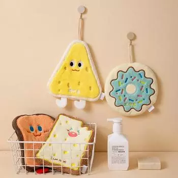 Креативное плюшевое детское полотенце для рук в форме тоста, печенья, сыра, пончика, мягкие игрушки из ткани, украшение комнаты, креативный подарок