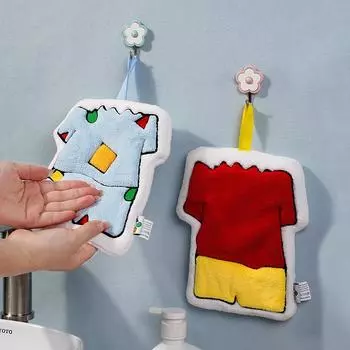 Креативное подвесное полотенце для рук из утолщенного кораллового бархата, детское вышитое маленькое кухонное полотенце