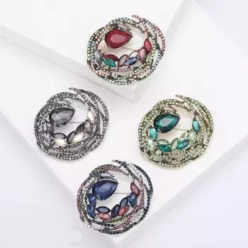 Креативное преувеличенное кольцо с бриллиантами в виде супервспышки ветра, роскошная брошь со стразами, модная булавка для одежды, пряжка для шелкового шарфа красный