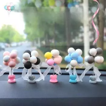 Креативное пружинное симпатичное украшение из воздушных шаров для украшения приборной панели автомобиля macaron spring белый/синий