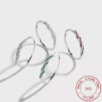 Креативное радужное многоцветное рубиновое витое кольцо с крестом из веревки для женщин, оригинальное стерлинговое серебро, подарок на день Святого Валентина, ювелирные изделия 6 белый