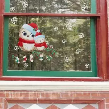 Креативное рождественское украшение Снежинка Птица Наклейка Гостиная Окно Стекло Украшения Декоративная Наклейка На Стену 28x40cm