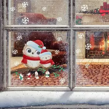 Креативное рождественское украшение Снежинка Птица Наклейка Гостиная Окно Стекло Украшения Декоративная Наклейка На Стену 28x40cm