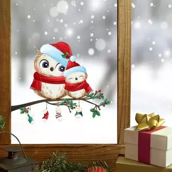 Креативное рождественское украшение Снежинка Птица Наклейка Гостиная Окно Стекло Украшения Декоративная Наклейка На Стену 28x40cm