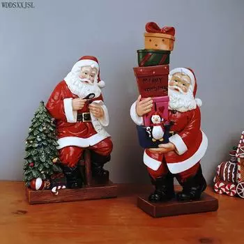 Креативное рождественское украшение Светящееся украшение Санта-Клауса Изделия из смолы Снеговик Кукла Праздничное украшение для дома
