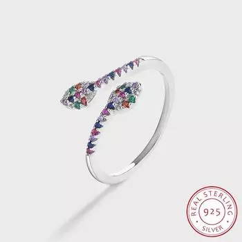 Креативное серебряное кольцо в форме змеи S925 для женщин, послушное цветное кольцо с цирконом, ювелирные изделия, подарок на годовщину, ювелирные изделия из стерлингового серебра, украшения для вечеринок белый