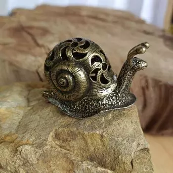 Креативное сиденье для благовоний в виде мини-улитки, фигурка улитки, маленькие украшения, винтажная улитка, чайный домик для питомцев медный