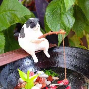 Креативное украшение для аквариума, 8 стилей, маленькая рыбалка, аксессуары для аквариума с кошкой, ландшафтный орнамент, аксессуары для аквариума, сделай сам