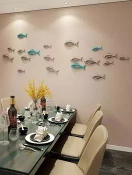 Креативное украшение для дома Гостиная Диван Фон Настенное украшение Подвесной декор Настенный декор Пластиковая гальваническая 3D-рыба