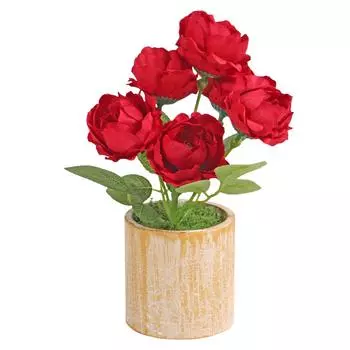 Креативное украшение дома Интерьерные/Экстерьерные украшения Настольные мелочи Мелкие предметы Искусственные цветы Имитация цветов Пионы Зеленые растения красный