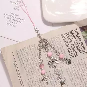 Креативное украшение с бантом в виде сердца, цепочка для телефона, изысканное мастерство, полый кулон для телефона, модный шарм для телефона