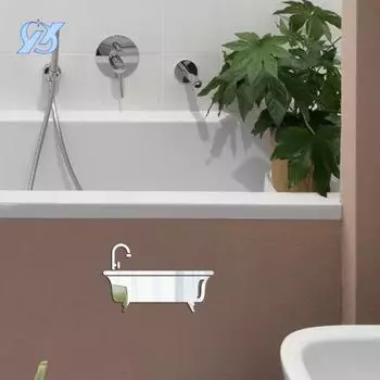 Креативное украшение зеркала в ванной акриловые настенные наклейки макет стены ванной комнаты наклейки