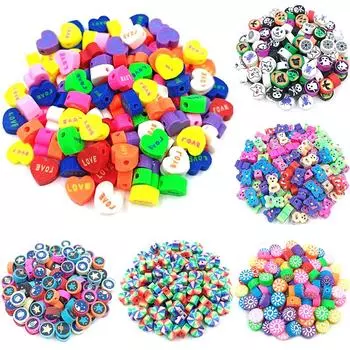 Креативное ювелирное изделие, ожерелье, браслет, сердце, круглый медведь, бусины из мягкой глины, сделай сам, для подвески, новинка, 20 шт., оптовая продажа 20Pcs 9*10mm Rainbow Heart