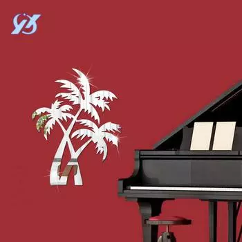 Креативное зеркало из кокосовой пальмы, акриловые настенные наклейки, декоративные трехмерные настенные наклейки для комнаты, гостиной, задняя часть