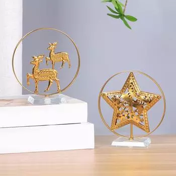 Креативное железное украшение в виде рождественской елки 12*13 см в виде лося