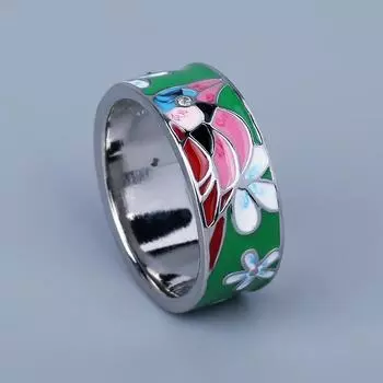 Креативное женское кольцо, модное эмалированное ювелирное изделие ручной работы, кольцо в форме птицы, кольцо с зеленым цветком, свадебное ювелирное кольцо для вечеринки 6 разноцветный