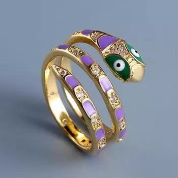 Креативное женское кольцо с эмалью в виде животного из мультфильма с крутой индивидуальностью и милым модным кольцом в виде змеи No. 6