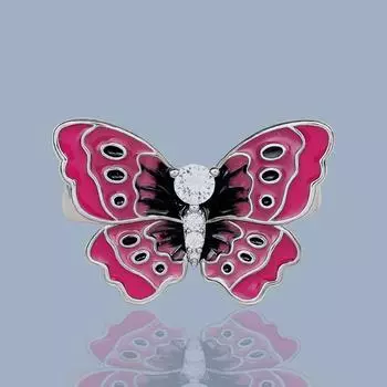 Креативное женское кольцо с бабочкой, красное эпоксидное женское ювелирное изделие, свадебное кольцо, эмалированное кольцо ручной работы 6 красный