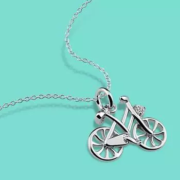 Креативное женское ожерелье из стерлингового серебра 925 пробы с подвеской в виде велосипеда-цепочка-подарки для девочек-подростков 41CM