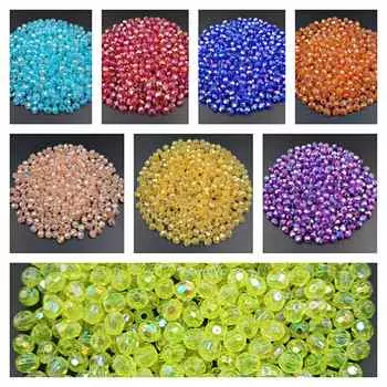 Креативные 100/40 шт., цветные бусины, аксессуары, 6/8 мм, акриловые бусины «сделай сам», материал, прозрачные симфонические бусины, вышитые вручную, круглые бусины AB 8mm 40pcs/lot разноцветный