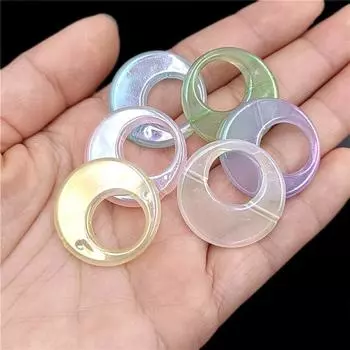 Креативные 10 шт., ослепительные круглые плоские бусины УФ, модные DIY из бисера, акриловое ожерелье, аксессуары, браслет, полый желейный цвет синий